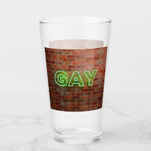 SlipperyJoe beleuchtetes schwules Neon-Schild hell Glas