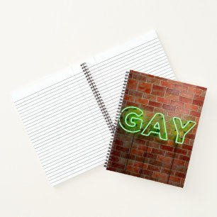 SlipperyJoe beleuchtetes schwules Neon-Schild hell Notizbuch