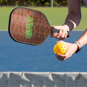 SlipperyJoe beleuchtetes schwules Neon-Schild hell Pickleball Schläger