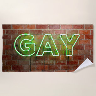 SlipperyJoe beleuchtetes schwules Neon-Schild hell Strandtuch