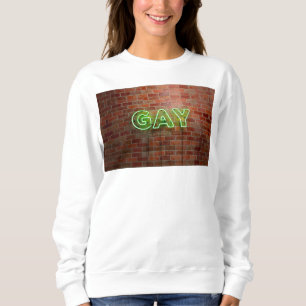 SlipperyJoe beleuchtetes schwules Neon-Schild hell Sweatshirt