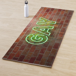 SlipperyJoe beleuchtetes schwules Neon-Schild hell Yogamatte