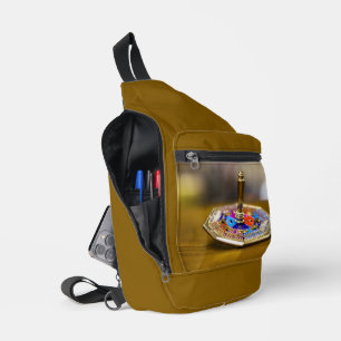 SlipperyJoe Chanukka-Dreidel-Geschenk achteckiger Crossbody Bag