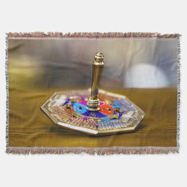 SlipperyJoe Chanukka-Dreidel-Geschenk achteckiger  Decke (Vorderseite)