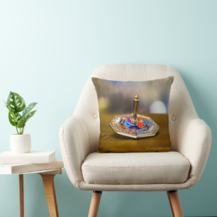 SlipperyJoe Chanukka-Dreidel-Geschenk achteckiger Kissen