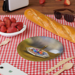 SlipperyJoe Chanukka-Dreidel-Geschenk achteckiger  Pappteller