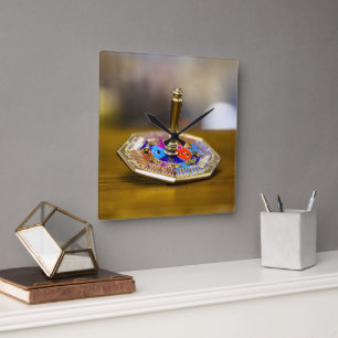 SlipperyJoe Chanukka-Dreidel-Geschenk achteckiger Quadratische Wanduhr
