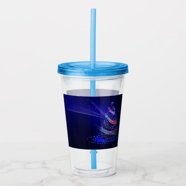 SlipperyJoe digital gerenderte Weihnachtsbaumbeau Acryltrinkbecher (Vorderseite)