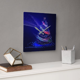 SlipperyJoe digital gerenderte Weihnachtsbaumbeau Quadratische Wanduhr