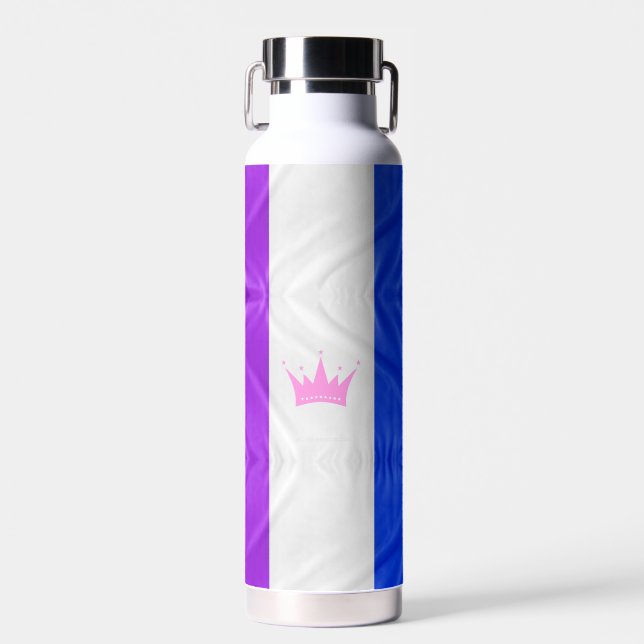 SlipperyJoe Drag Pride Flag lila blaue Krähe Trinkflasche (Vorne)
