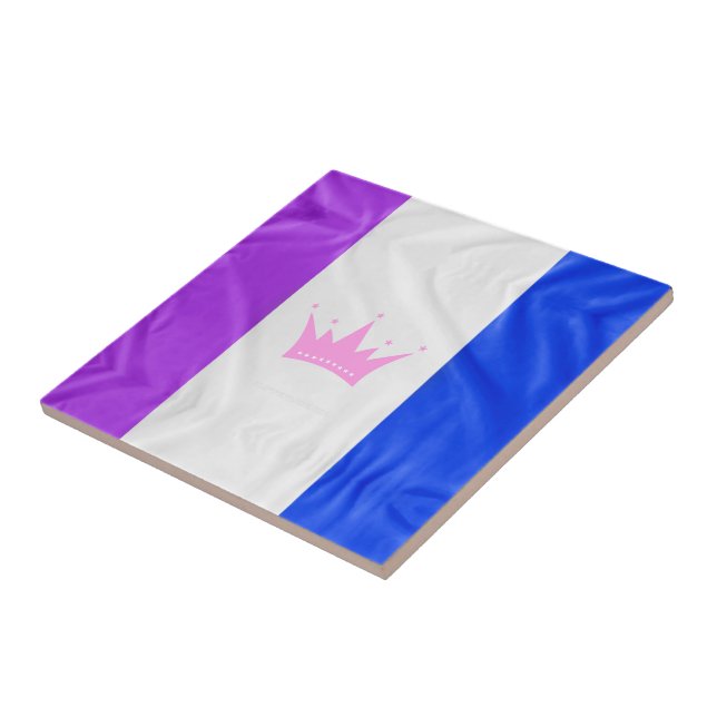 SlipperyJoe Drag Pride Flag lila-weiß-blau Sequ Fliese (Seite)