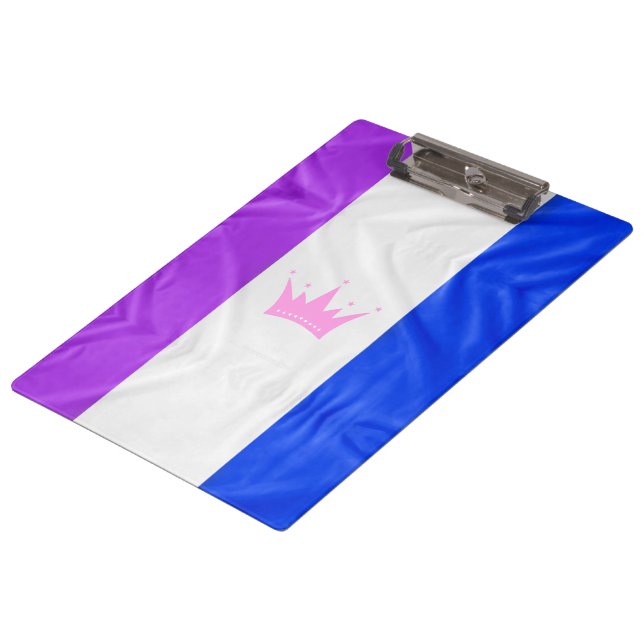 SlipperyJoe Drag Pride Flag lila-weiß-blau Sequ Klemmbrett (Schrägansicht)