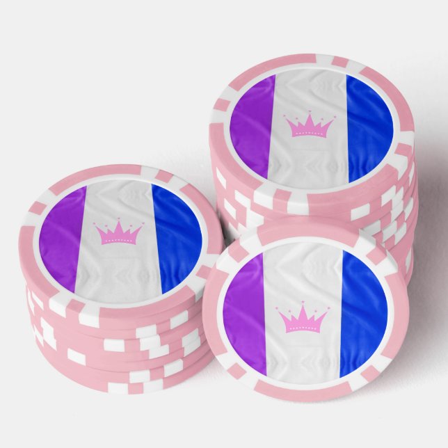SlipperyJoe Drag Pride Flag lila-weiß-blau Sequ Pokerchips (Stapel)
