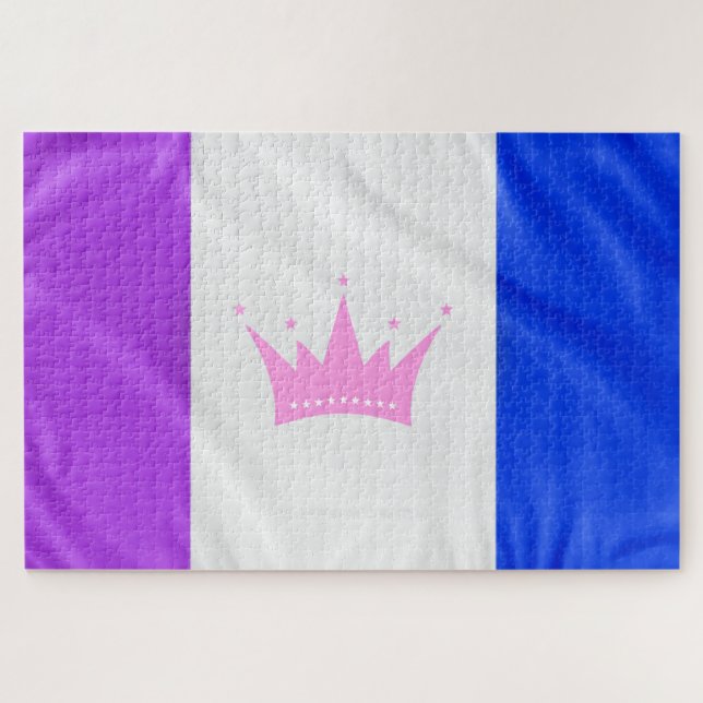 SlipperyJoe Drag Pride Flag lila-weiß-blau Sequ Puzzle (Horizontal)