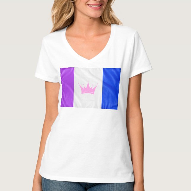 SlipperyJoe Drag Pride Flag lila-weiß-blau Sequ T-Shirt (Vorderseite)