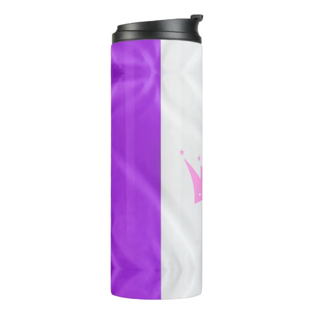 SlipperyJoe Drag Pride Flag lila-weiß-blau Sequ Thermosbecher (Nach links gedreht)