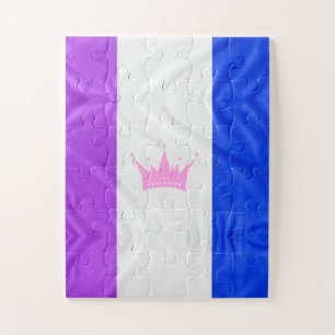 SlipperyJoe drag pride flag purple white blue crow Puzzle