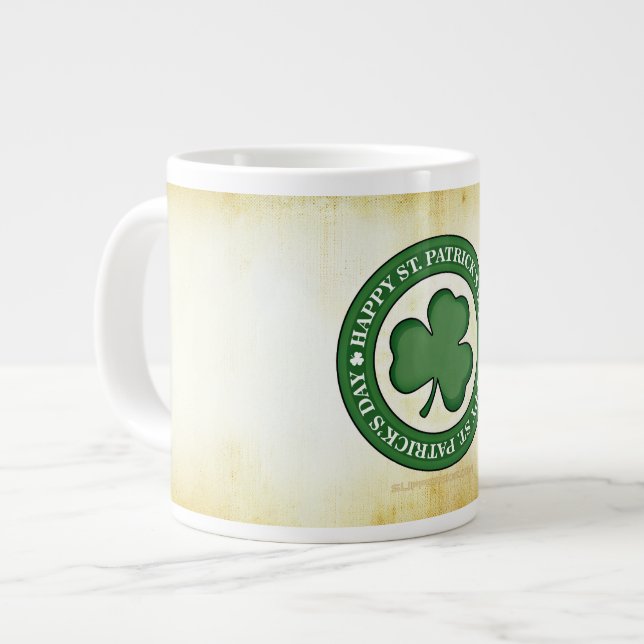 SlipperyJoe feiert Saint Patrick's Day Iris Jumbo-Tasse (Vorderseite Links)