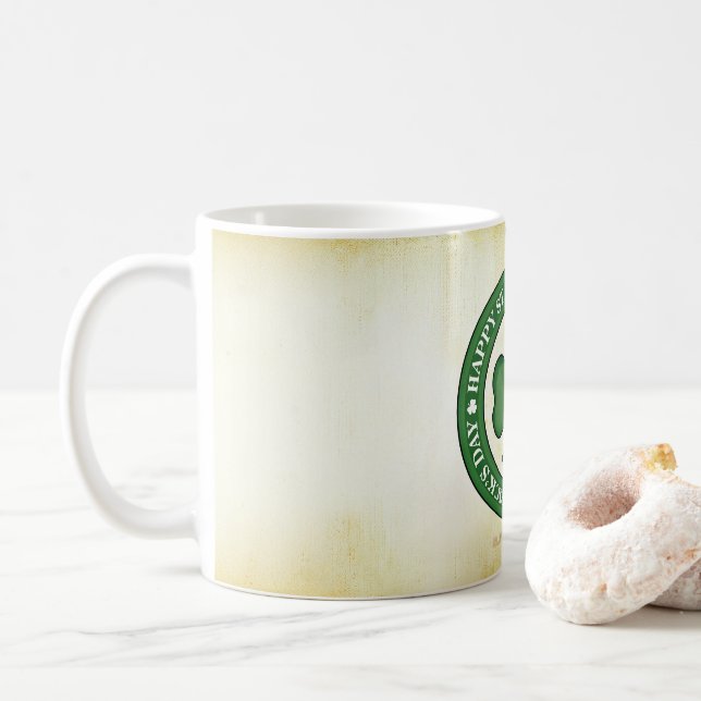 SlipperyJoe feiert Saint Patrick's Day Iris Kaffeetasse (Mit Donut)