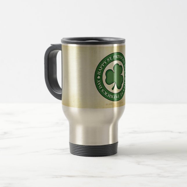 SlipperyJoe feiert Saint Patrick's Day Iris Reisebecher (Vorderseite Links)