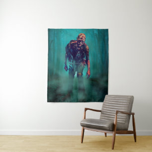 SlipperyJoe furchteinflößende Zombie-Figur isolier Wandteppich