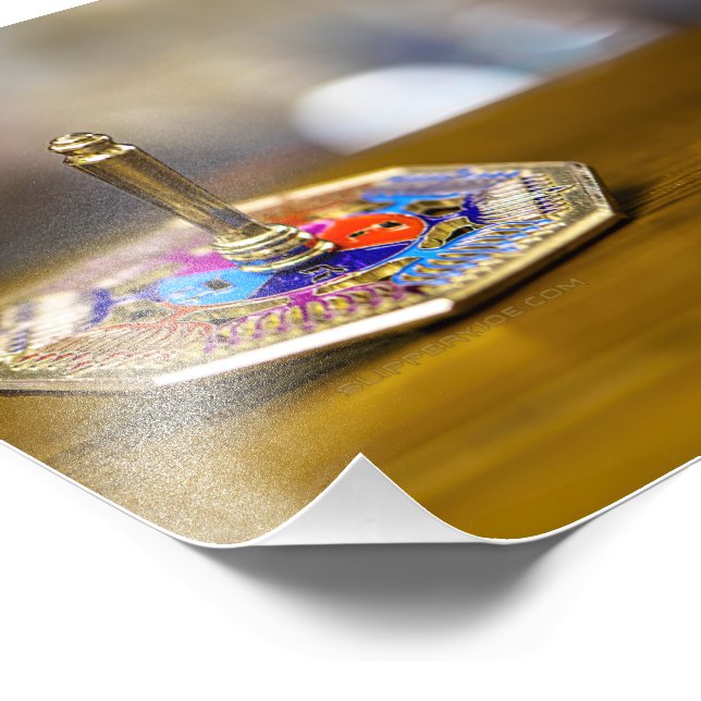 SlipperyJoe Hanukkah dreidel gift octagonal base b Fotodruck (Ecke)