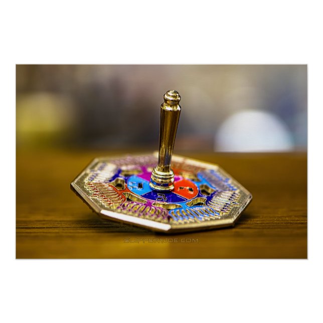 SlipperyJoe Hanukkah dreidel gift octagonal base b Poster (Vorderseite)