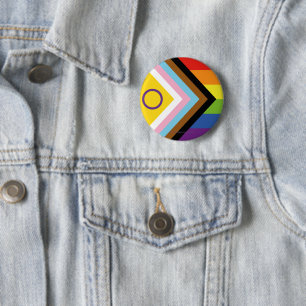 SlipperyJoe Intersex Progress Flag Regenbogen Button