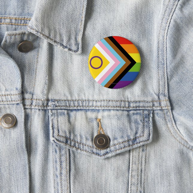 SlipperyJoe Intersex Progress Flag Regenbogen Button (Beispiel)