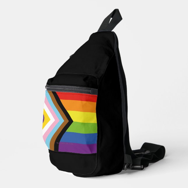 SlipperyJoe Intersex Progress Flag Regenbogen Crossbody Bag (Rechte Ecke)