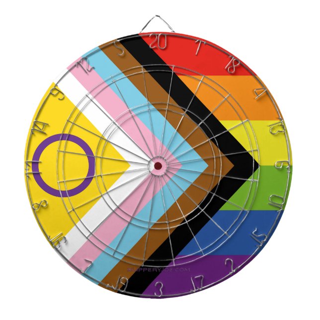SlipperyJoe Intersex Progress Flag Regenbogen Dartscheibe (vorne)