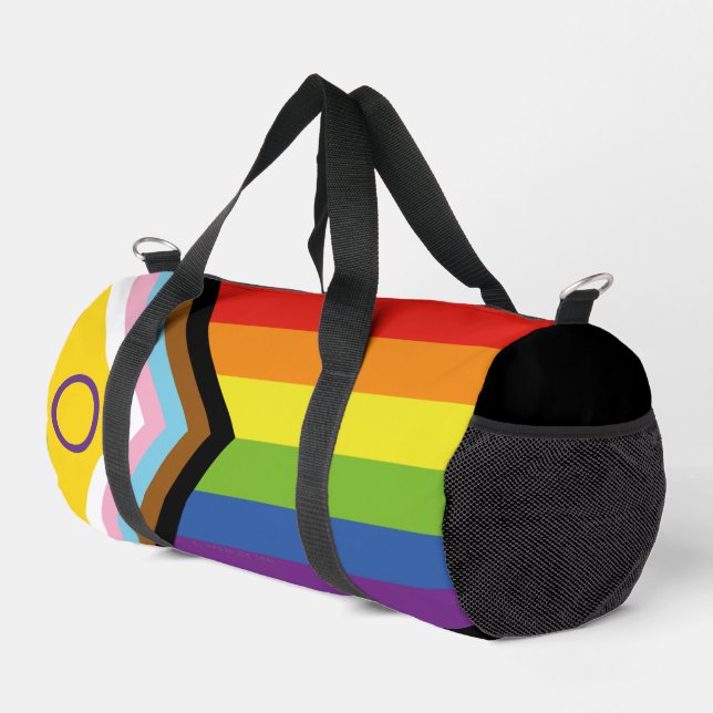 SlipperyJoe Intersex Progress Flag Regenbogen Duffle Bag (Rechte Ecke)