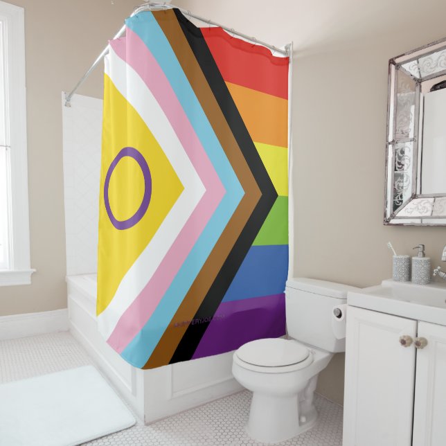 SlipperyJoe Intersex Progress Flag Regenbogen Duschvorhang (Beispiel)