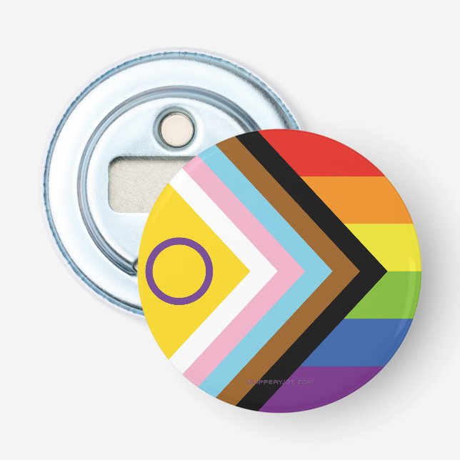 SlipperyJoe Intersex Progress Flag Regenbogen Flaschenöffner (Vorderseite)