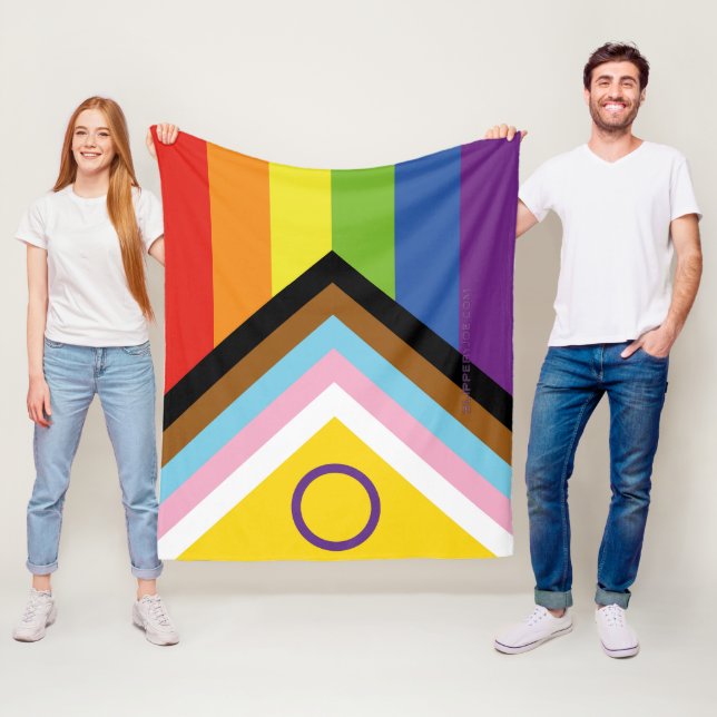 SlipperyJoe Intersex Progress Flag Regenbogen Fleecedecke (Beispiel)