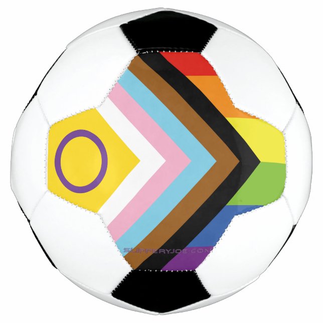 SlipperyJoe Intersex Progress Flag Regenbogen Fußball (Vorderseite)