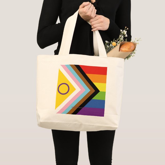 SlipperyJoe Intersex Progress Flag Regenbogen Jumbo Stoffbeutel (Vorderseite (Produkt))