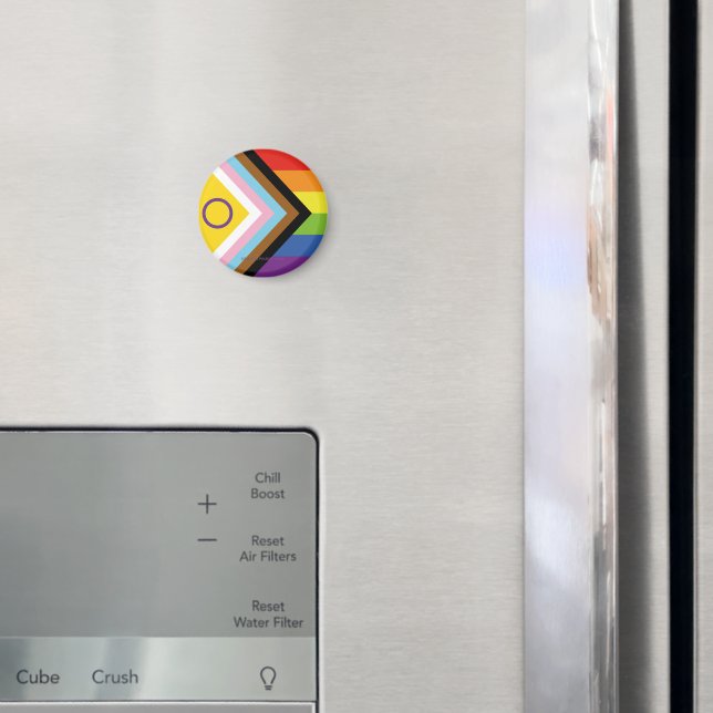SlipperyJoe Intersex Progress Flag Regenbogen Magnet (In Situ (Kühlschrank))