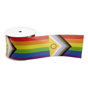 SlipperyJoe Intersex Progress Flag Regenbogen Satinband