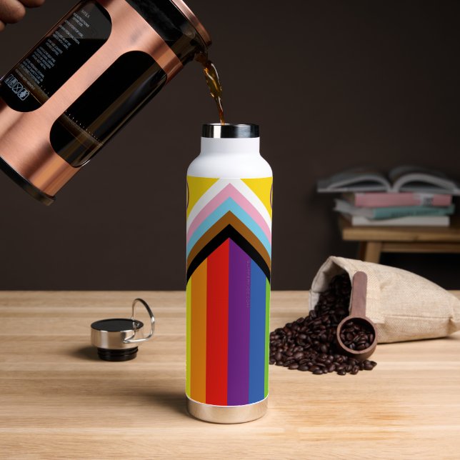 SlipperyJoe Intersex Progress Flag Regenbogen Trinkflasche (Kaffee)
