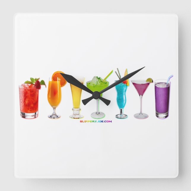 SlipperyJoe jubelt Alkoholcocktails LGBTQIA Gay Quadratische Wanduhr (Vorderseite)