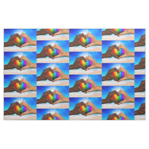 SlipperyJoe lebendiger Regenbogen-Verlauf Herz int Stoff