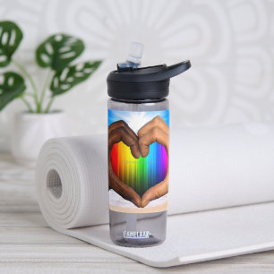 SlipperyJoe lebendiger Regenbogen-Verlauf Herz int Trinkflasche