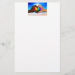 SlipperyJoe lebendiger Regenbogenfarbverlauf Herz Briefpapier