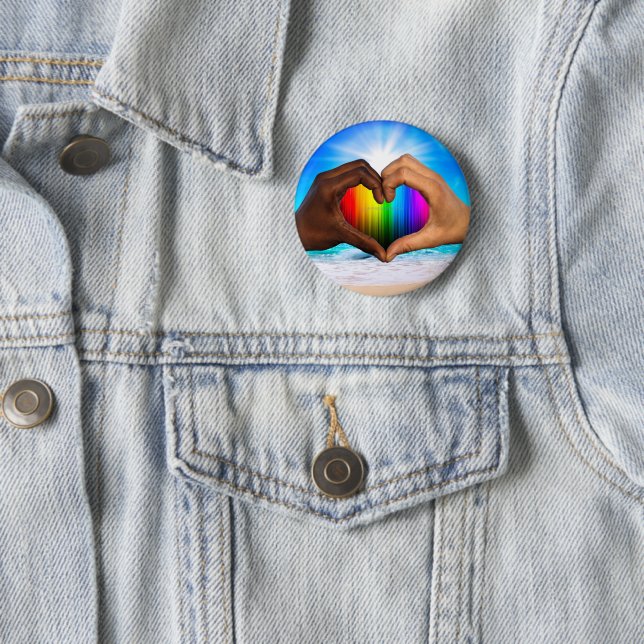 SlipperyJoe lebendiger Regenbogenfarbverlauf Herz  Button (Beispiel)