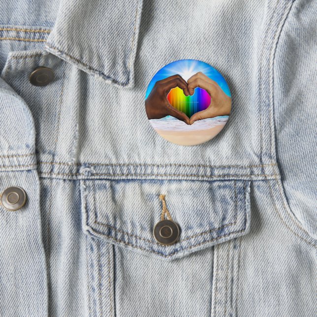 SlipperyJoe lebendiger Regenbogenfarbverlauf Herz  Button (Beispiel)