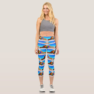 SlipperyJoe lebendiger Regenbogenfarbverlauf Herz Capri Leggings