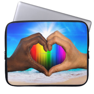 SlipperyJoe lebendiger Regenbogenfarbverlauf Herz Laptopschutzhülle