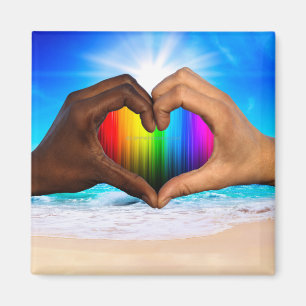 SlipperyJoe lebendiger Regenbogenfarbverlauf Herz Magnet