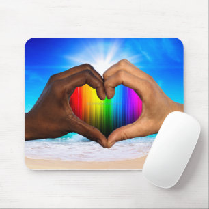 SlipperyJoe lebendiger Regenbogenfarbverlauf Herz Mousepad